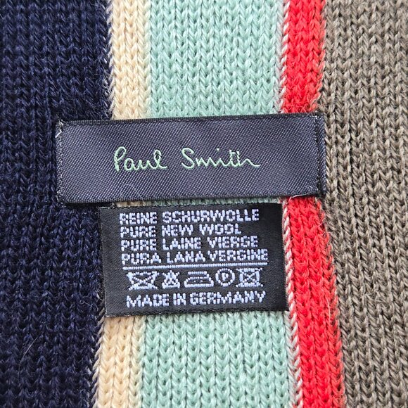 Paul Smith 100% Wool Striped Scarf TINY FLAW - Picture 7 of 12